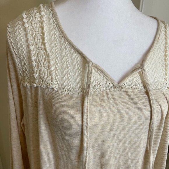 🤍 Style & Co. Boho Lace Yoke Tunic Top - Size L - Picture 2 of 7